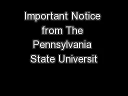 Important Notice from The Pennsylvania State Universit
