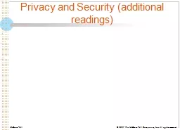 Privacy and Security (additional readings)