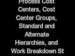 Process Cost Centers, Cost Center Groups, Standard and Alternate Hierarchies, and Work Breakdown St