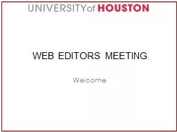 Web Editors Meeting Welcome