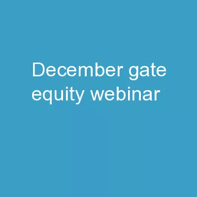 December  GATE Equity Webinar