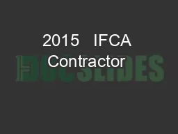 2015   IFCA Contractor & Crew Boss