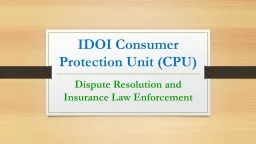 IDOI Consumer Protection Unit (CPU)