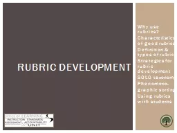 RUBRIC DEVELOPMENT  Why use rubrics?