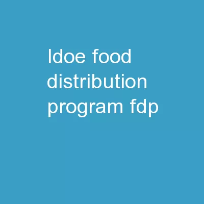 IDOE Food Distribution Program (FDP)