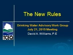 The New  Rules   Drinking Water Advisory Work Group