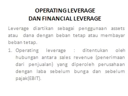OPERATING LEVERAGE  DAN FINANCIAL LEVERAGE