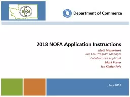 2018 NOFA Application Instructions