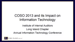 COSO 2013 and its Impact on Information Technology