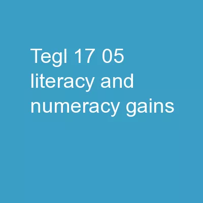 TEGL 17-05  Literacy and Numeracy Gains