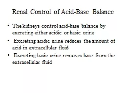Renal Control of Acid-Base Balance