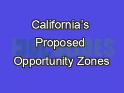 California’s Proposed Opportunity Zones