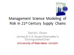 Management Science Modeling of Risk in 21