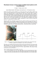 Residual stress in laser beam welded steel plates with