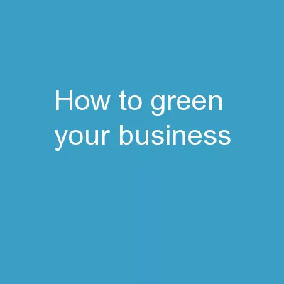 How to green your business: