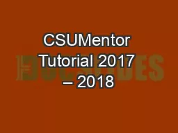 CSUMentor Tutorial 2017 – 2018