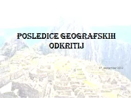 POSLEDICE GEOGRAFSKIH ODKRITIJ