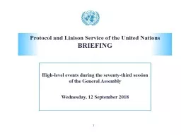 High-level events during the seventy-third session of the General Assembly