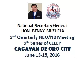 2 nd  Quarterly NEO/NB Meeting