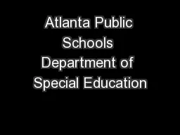 Atlanta Public Schools Department of Special Education