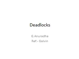 Deadlocks G.Anuradha Ref:- Galvin
