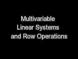 Multivariable Linear Systems and Row Operations