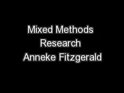 Mixed Methods Research Anneke Fitzgerald