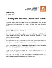 Media release  October  Cricketing great pads up for A