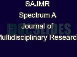 SAJMR Spectrum A Journal of Multidisciplinary Research