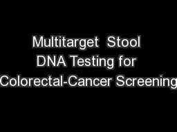 Multitarget  Stool DNA Testing for Colorectal-Cancer Screening
