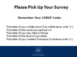 Remember Your CDRGP Code: