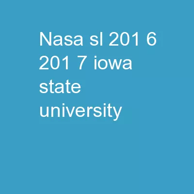 NASA SL 201 6 -201 7 Iowa State University