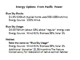 Energy Options From Pacific Power