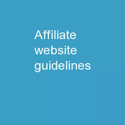Affiliate Website Guidelines