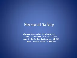 Personal Safety Glencoe Teen Health (2
