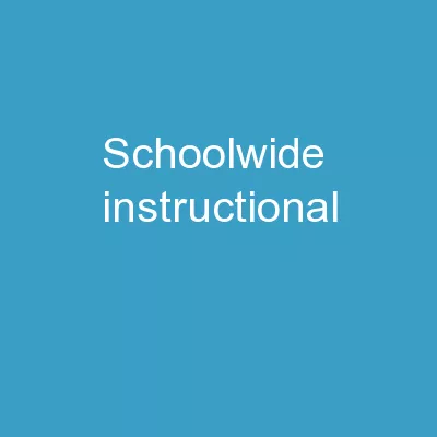 Schoolwide  Instructional