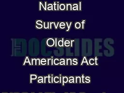 12 th  National Survey of Older Americans Act Participants (NSOAAP): All Services