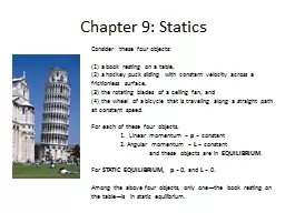 Chapter 9: Statics Consider these four objects: