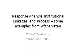 Response Analysis Institutional Linkages  and Process – some examples from Afghanistan