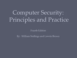 Computer Security:  Principles and Practice