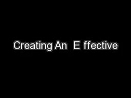 Creating An  E ffective