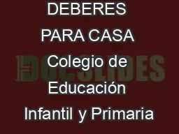 DEBERES PARA CASA Colegio de Educación Infantil y Primaria