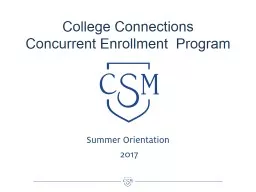 College Connections Concurrent Enrollment  Program