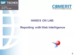 HANDS ON LAB: Reporting with Web Intelligence