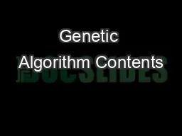Genetic Algorithm Contents