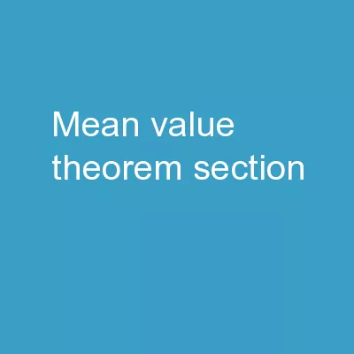 Mean Value Theorem Section