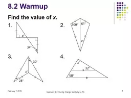 8.2 Warmup Find the value of