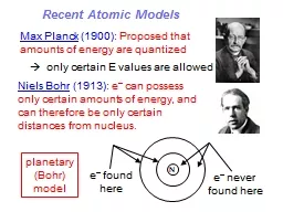 Recent Atomic Models Max Planck