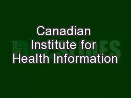 Canadian Institute for Health Information