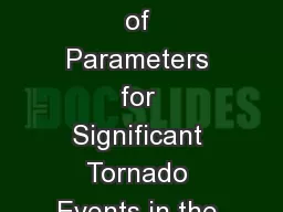 A Climatology and Comparison of Parameters for Significant Tornado Events in the United